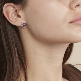 Boucles D'oreilles Puces Anais Or Blanc Perle De Culture Et Oxyde - Clous d'oreilles Femme | Histoire d’Or