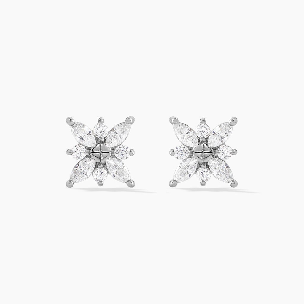 Boucles D'oreilles Puces Eclat Argent Blanc Oxyde De Zirconium - Boucles d'oreilles fantaisie Femme | Histoire d&rsquo;Or