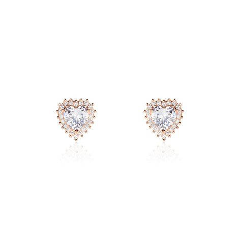 Boucles D'oreilles Puces Calvi Argent Rose Oxyde De Zirconium - Boucles d'oreilles fantaisie Femme | Histoire d’Or