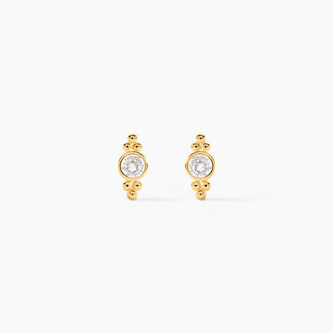 Boucles D'Oreilles Puces Amilla Or Jaune Oxyde De Zirconium - Clous d'oreilles Femme | Histoire d&rsquo;Or