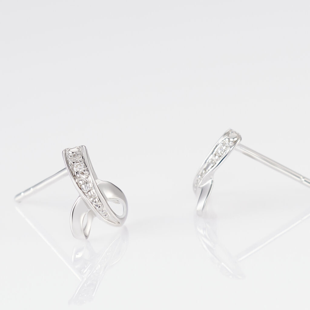 Boucles D'oreilles Puces Volute Or Blanc Diamant - Clous d'oreilles Femme | Histoire d&rsquo;Or