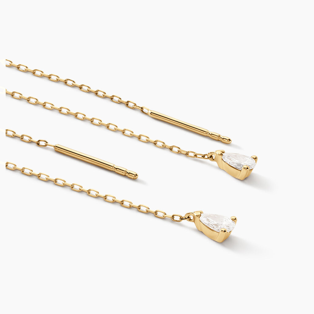 Boucles D'oreilles Pendantes Kirstin Or Jaune Diamant Synth&eacute;tique - Boucles d'oreilles pendantes Femme | Histoire d&rsquo;Or