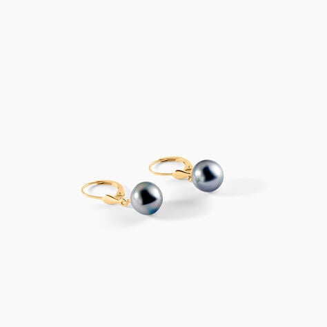 Boucles D'oreilles Puces Baroque Dormeuse Or Jaune Perle De Tahiti - Boucles d'oreilles pendantes Femme | Histoire d&rsquo;Or