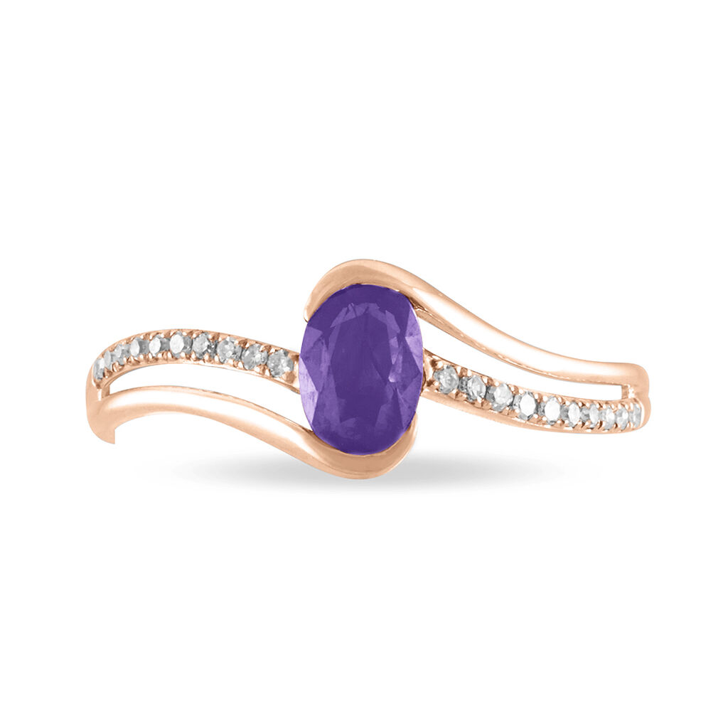 Bague Anja Or Rose Amethyste Et Diamant - Bagues solitaires Femme | Histoire d&rsquo;Or