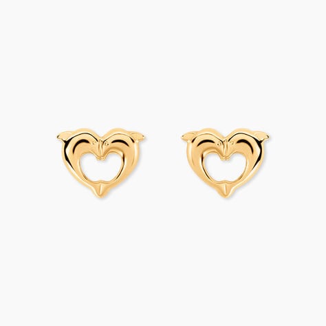 Boucles D'oreilles Puces Fulvie Double Dauphins Or Jaune - Clous d'oreilles Femme | Histoire d’Or