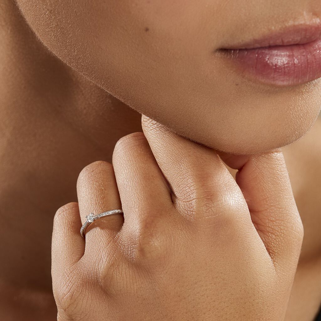 Bague Solitaire Hemera Or Blanc Diamant - Bagues solitaires Femme | Histoire d’Or