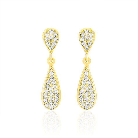 Boucles D'oreilles Pendantes Reiko Or Jaune Oxyde De Zirconium - Boucles d'oreilles pendantes Femme | Histoire d&rsquo;Or