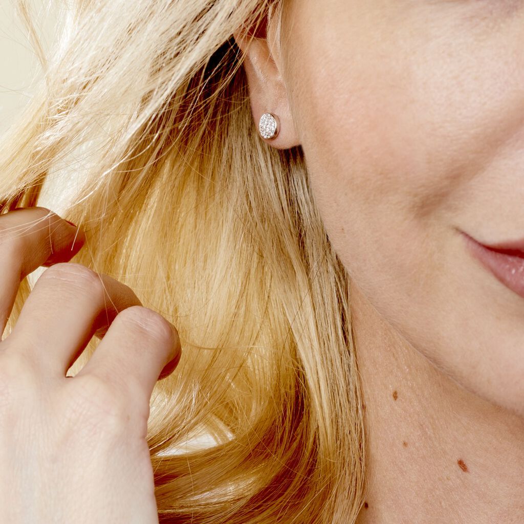 Boucles D'oreilles Puces Argent Blanc Victorin Oxydes De Zirconium - Boucles d'oreilles fantaisie Femme | Histoire d’Or
