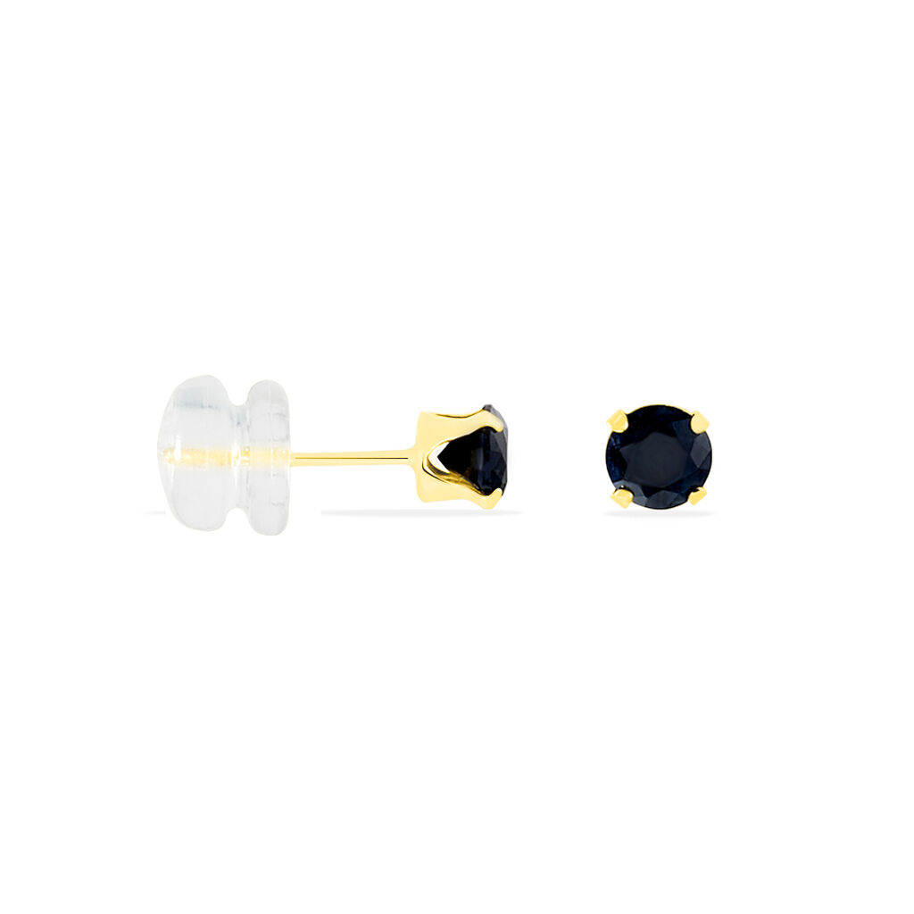 Boucles D'oreilles Puces Elea Serti Griffe Or Jaune Saphir - Clous d'oreilles Femme | Histoire d’Or