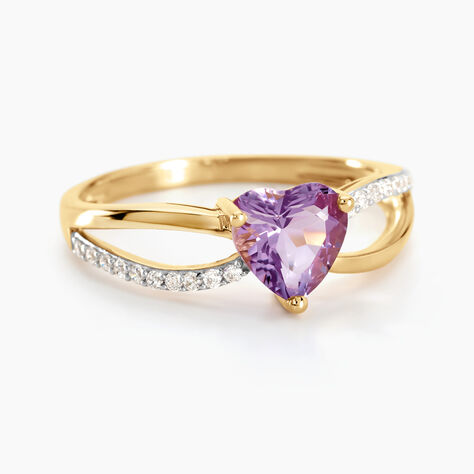 Bague Bertille Or Jaune Amethyste Et Oxyde De Zirconium - Bagues solitaires Femme | Histoire d’Or