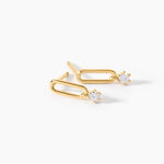 Boucles D'Oreilles Puces Nan Argent Dor&eacute; A L'Or 750/1000 Oxyde De Zirconium - Clous d'oreilles Femme | Histoire d&rsquo;Or