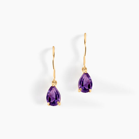 Boucles D'oreilles Pendantes Kalyne Or Jaune Amethyste - Boucles d'oreilles pendantes Femme | Histoire d&rsquo;Or