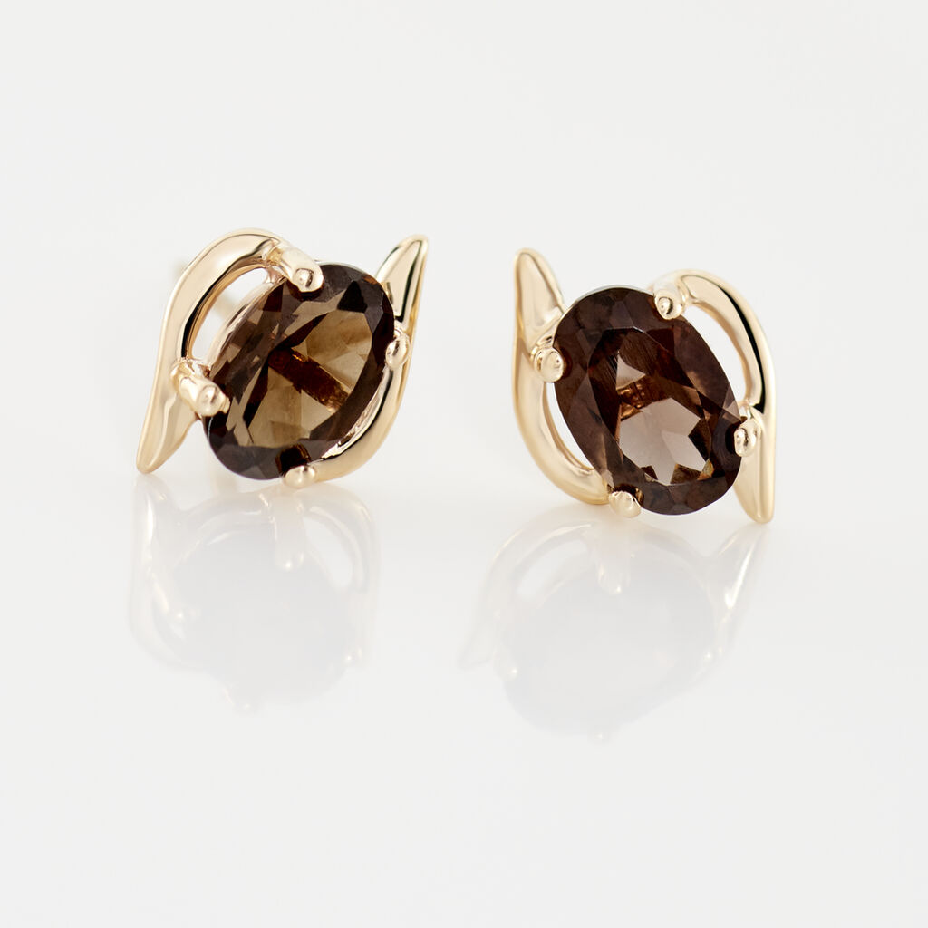 Boucles D'oreilles Puces Vrille Ovale Or Jaune Quartz - Clous d'oreilles Femme | Histoire d’Or