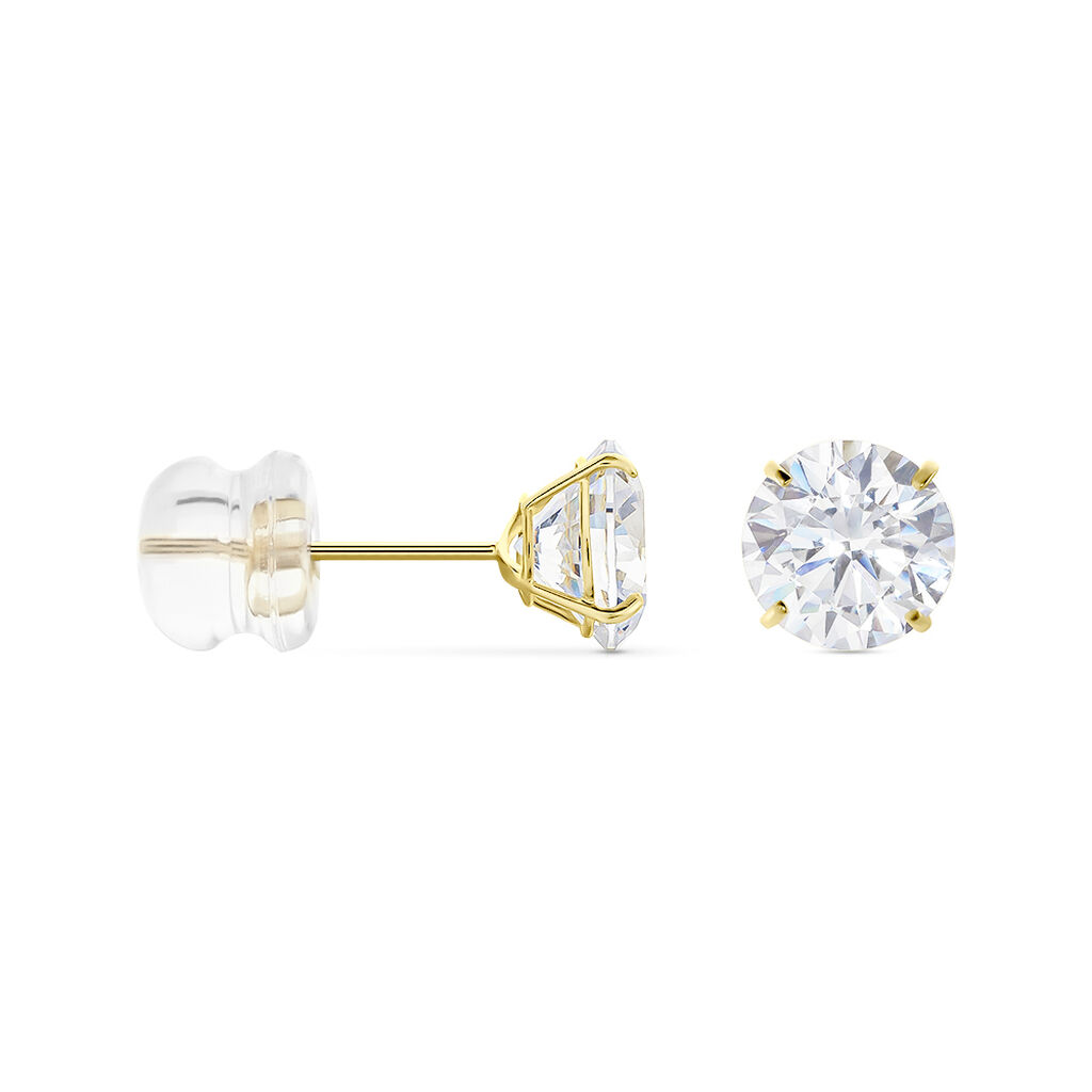 Boucles D'oreilles Puces Or Jaune Katherina Oxyde De Zirconium - Clous d'oreilles Femme | Histoire d’Or