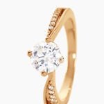 Bague Solitaire Sarah-lee Plaqu&eacute; Or Jaune Oxyde De Zirconium - Bagues solitaires Femme | Histoire d&rsquo;Or