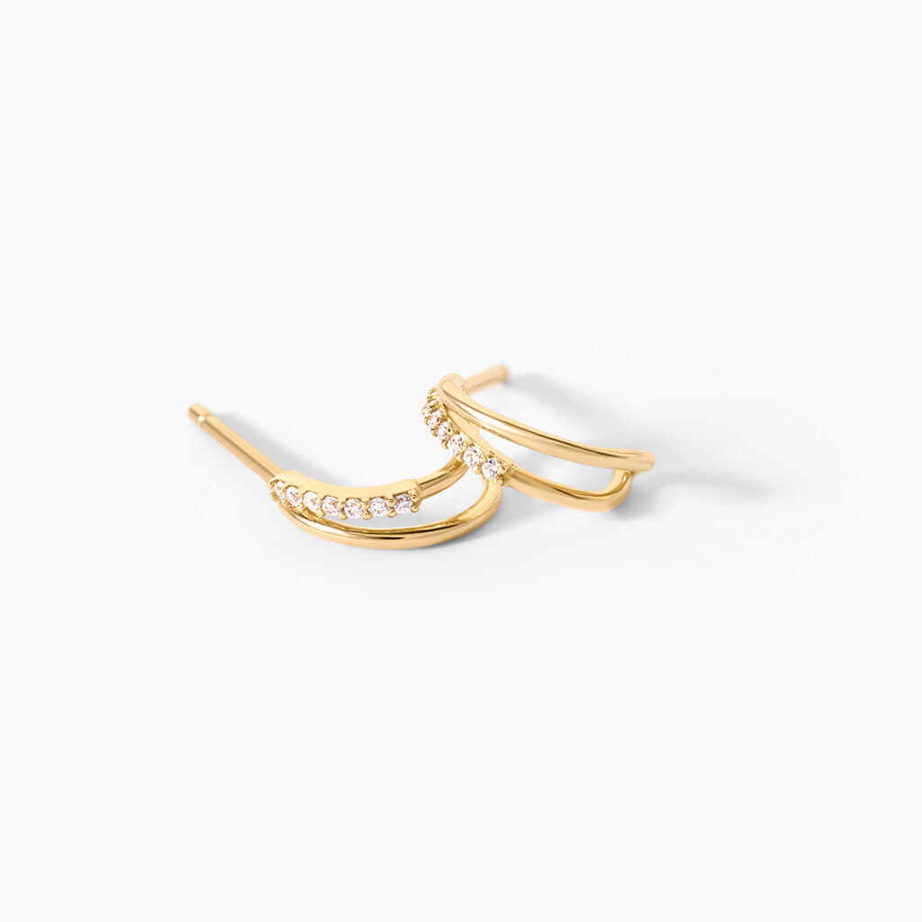 Cr&eacute;oles Tevye Argent Dor&eacute; A L'Or 750/1000 Oxyde De Zirconium - Boucles d'oreilles cr&eacute;oles Femme | Histoire d&rsquo;Or