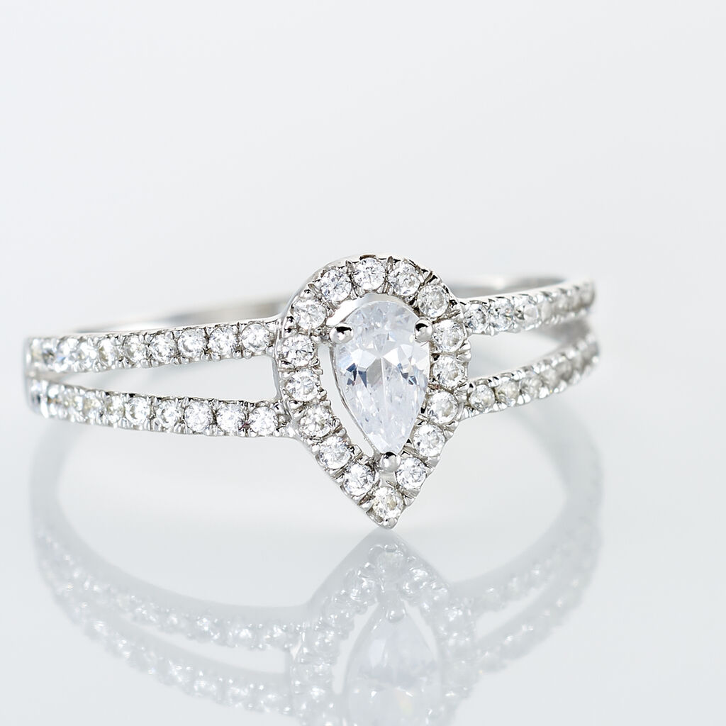 Bague Hildana Or Blanc Oxyde De Zirconium - Bagues solitaires Femme | Histoire d&rsquo;Or