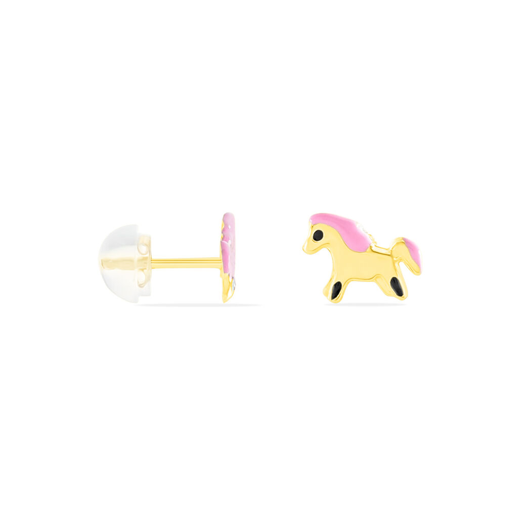 Boucles D'oreilles Puces Heldea Cheval Or Jaune - Clous d'oreilles Enfant | Histoire d’Or