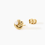 Boucles D'Oreilles Puces Caro Argent Dor&eacute; A L'Or 750/1000 Perle De Culture - Clous d'oreilles Femme | Histoire d&rsquo;Or