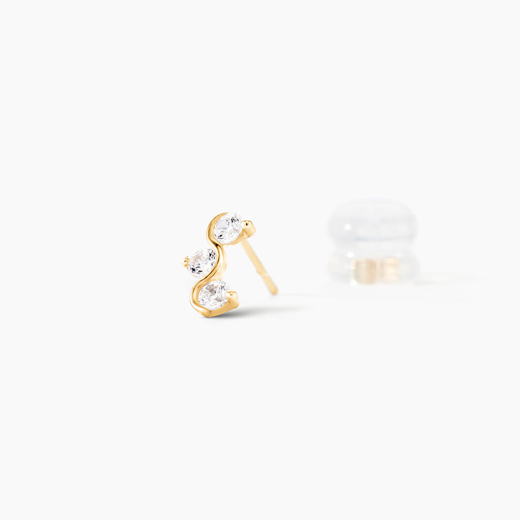 Boucles D'oreilles Puces Mureille Or Jaune Oxyde De Zirconium - Clous d'oreilles Femme | Histoire d&rsquo;Or