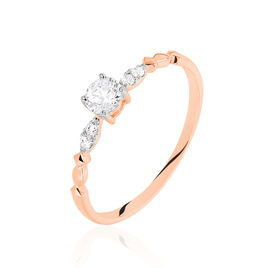 Bague Norhen Or Rose Oxyde De Zirconium - Bagues solitaires Femme | Histoire d’Or
