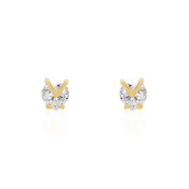 Boucles D'oreilles Puces Abelinia Plaqué Or Jaune Oxyde De Zirconium - Boucles d'Oreilles Coeur Femme | Histoire d’Or