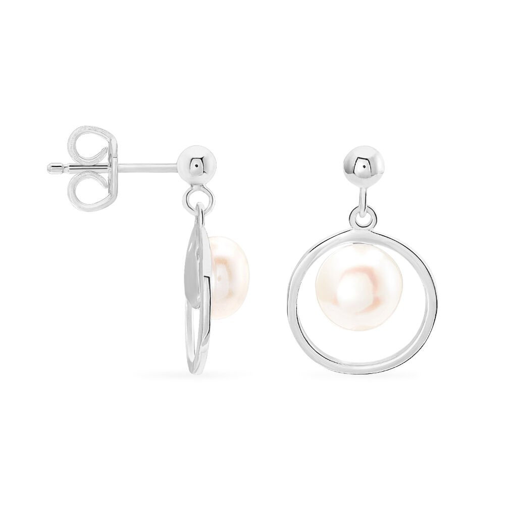 Boucles D'oreilles Pendantes Ivana Argent Blanc Perle De Culture - Boucles d'oreilles fantaisie Femme | Histoire d’Or