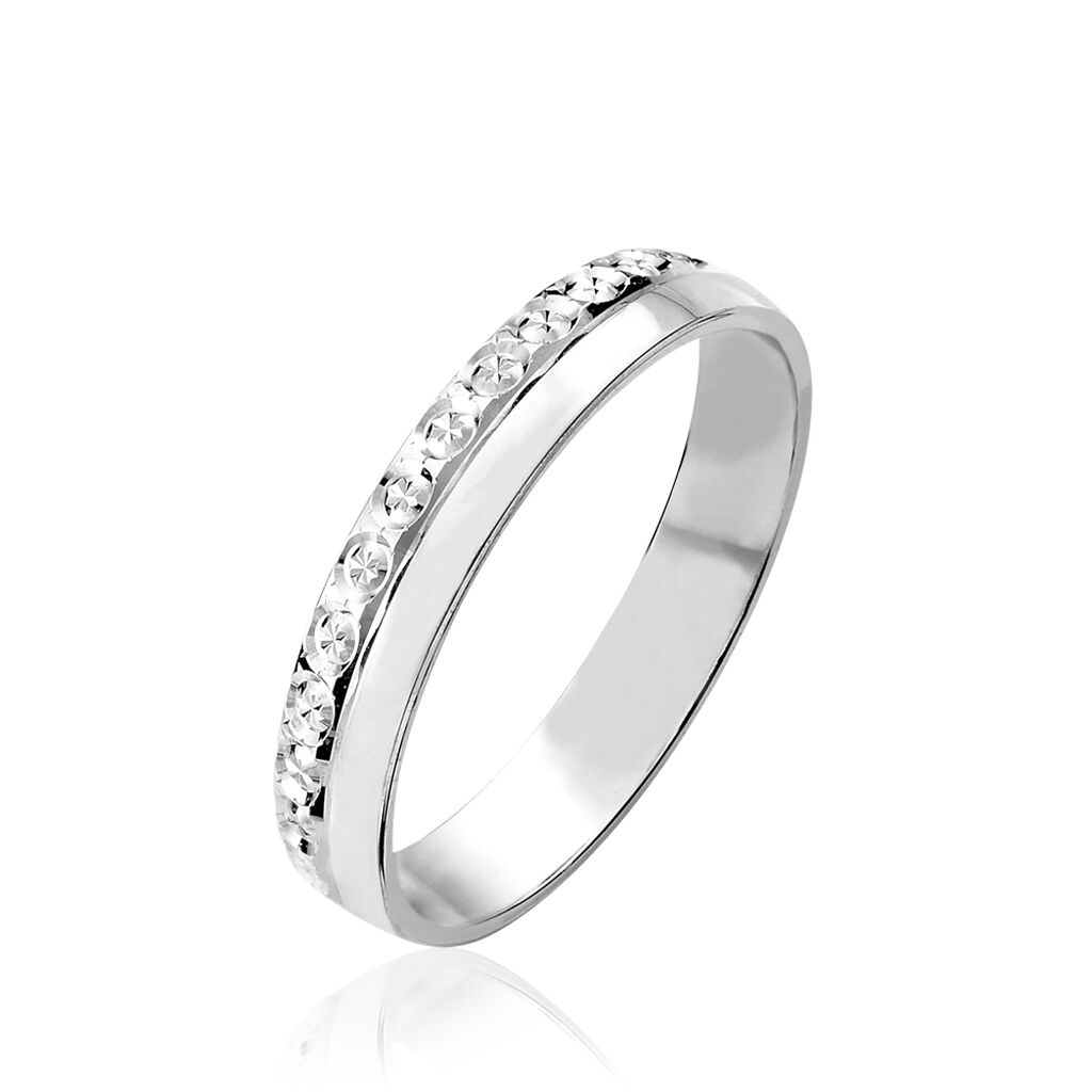 Alliance Fantaisie Diamantee Ruban Plat Or Blanc - Alliances Unisex | Histoire d’Or