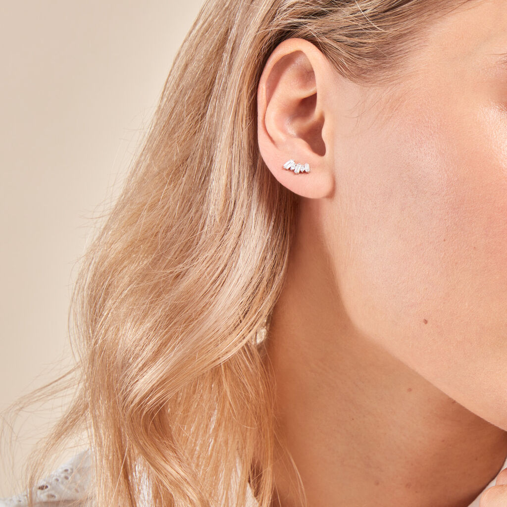 Bijoux D'oreilles Zachary Or Blanc Diamant Synthétique - Ear cuffs Femme | Histoire d’Or