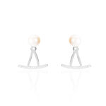 Bijoux D'oreilles Sylviane Argent Blanc Perle De Culture Et Oxyde - Boucles d'oreilles fantaisie Femme | Histoire d&rsquo;Or