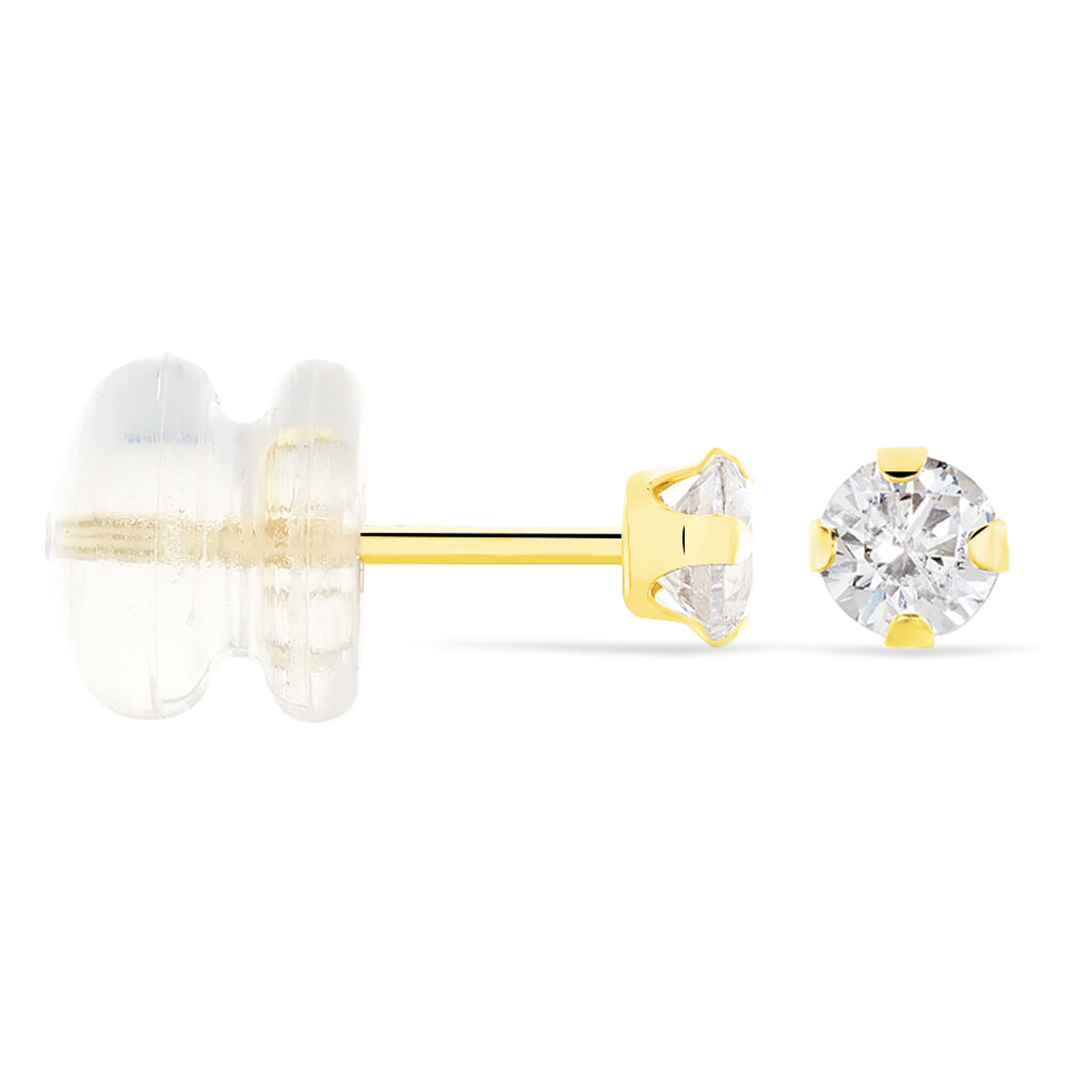 Boucles D'oreilles Puces Eddie Or Jaune Oxyde De Zirconium - Clous d'oreilles Femme | Histoire d’Or