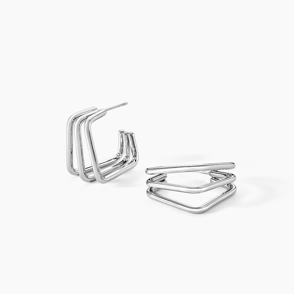 Cr&eacute;oles Stormie Acier Blanc - Boucles d'oreilles cr&eacute;oles Femme | Histoire d&rsquo;Or