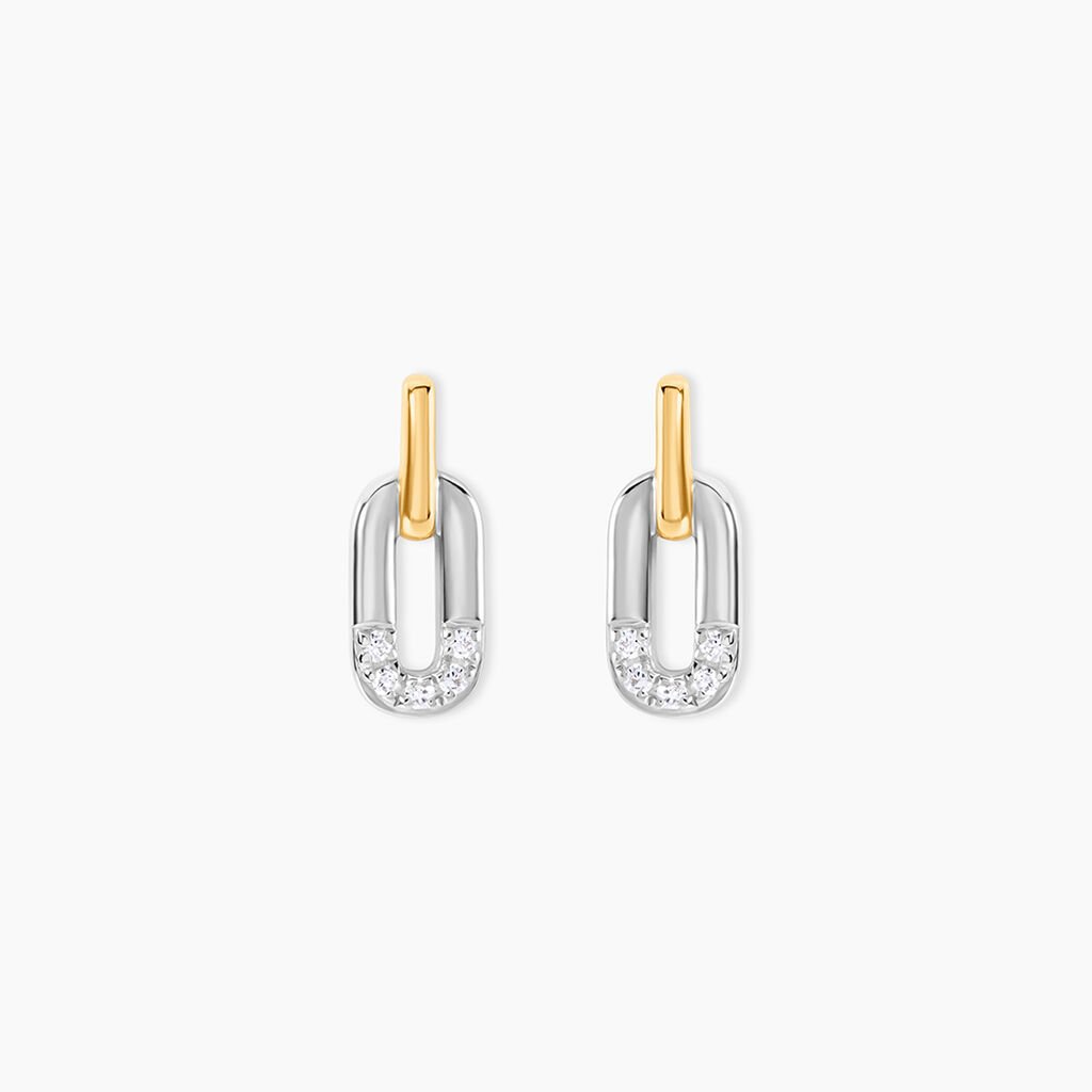 Boucles D'Oreilles Puces Or Jaune Oxyde De Zirconium - Clous d'oreilles Femme | Histoire d’Or