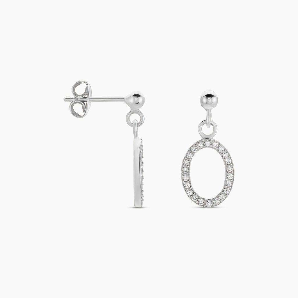 Boucles D'oreilles Pendantes Kimber Argent Blanc Oxyde De Zirconium - Boucles d'oreilles fantaisie Femme | Histoire d&rsquo;Or