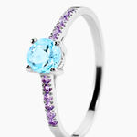 Bague Manon Or Blanc Topaze Et Amethyste - Bagues solitaires Femme | Histoire d&rsquo;Or