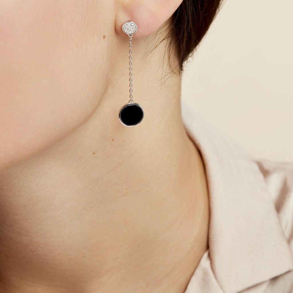Boucles D'oreilles Pendantes Adonya Argent Céramique Et Oxyde - Boucles d'oreilles fantaisie Femme | Histoire d’Or
