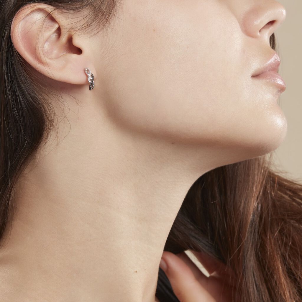 Boucles D'oreilles Puces Callune Or Blanc Diamant - Clous d'oreilles Femme | Histoire d’Or