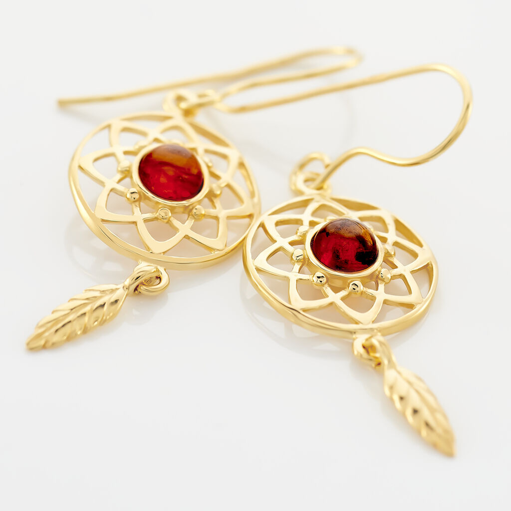 Boucles D'oreilles Pendantes Lona Argent Jaune Ambre - Boucles d'Oreilles Attrape rêves Femme | Histoire d’Or