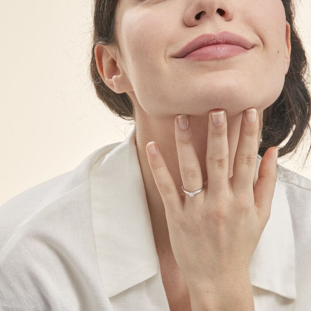 Bague Solitaire Flora Or Blanc Diamant - Bagues solitaires Femme | Histoire d’Or