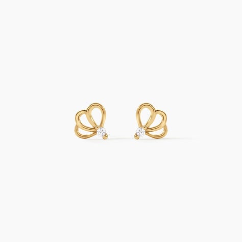 Boucles D'Oreilles Puces Edvige Argent Dor&eacute; A L'Or 750/1000 Oxyde De Zirconium - Boucles d'oreilles fantaisie Enfant | Histoire d&rsquo;Or