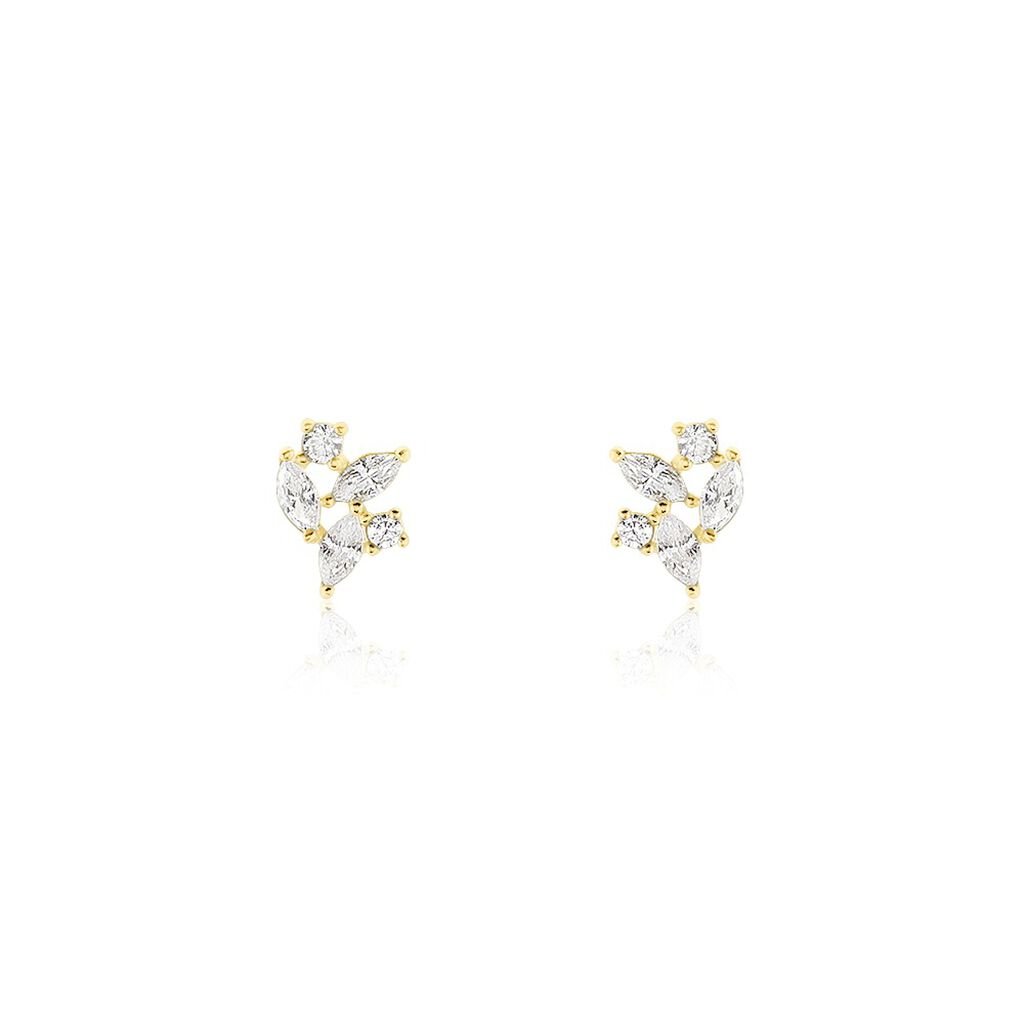 Boucles D'oreilles Puces Glorinda Or Jaune Oxyde De Zirconium - Clous d'oreilles Femme | Histoire d&rsquo;Or