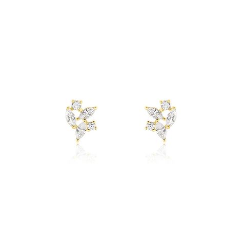 Boucles D'oreilles Puces Glorinda Or Jaune Oxyde De Zirconium - Clous d'oreilles Femme | Histoire d&rsquo;Or