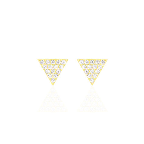 Boucles D'oreilles Puces Eloane Triangle Or Jaune Oxyde De Zirconium - Clous d'oreilles Femme | Histoire d’Or