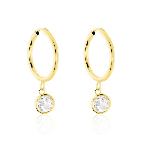 Creoles Or Jaune Lowan Oxyde De Zirconium - Boucles d'oreilles cr&eacute;oles Femme | Histoire d&rsquo;Or
