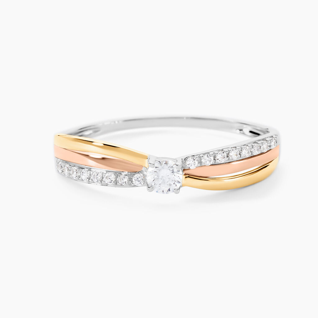 Bague Or Tricolore Peregrine Oxyde De Zirconium - Bagues solitaires Femme | Histoire d&rsquo;Or