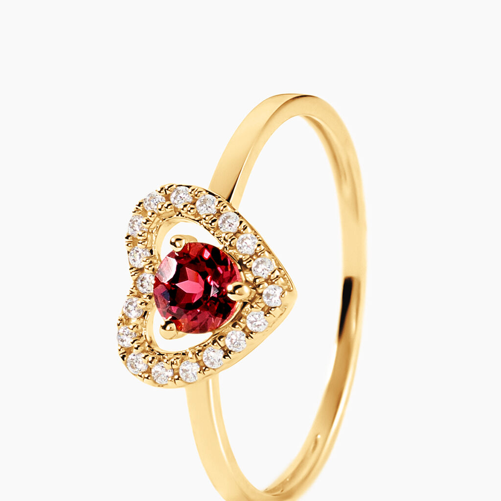 Bague Red Velvet Argent Dor&eacute; A L'Or 750/1000 Rhodolite Oxyde De Zirconium - Bagues de fian&ccedil;ailles ronde Femme | Histoire d&rsquo;Or