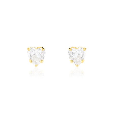 Boucles D'oreilles Puces Leidi Or Jaune Oxyde De Zirconium - Clous d'oreilles Famille | Histoire d’Or