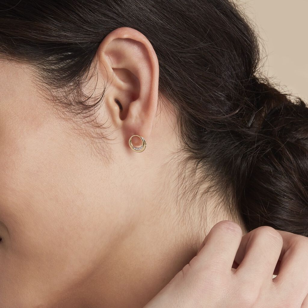 Boucles D'oreilles Puces Circlane Or Jaune Diamant - Clous d'oreilles Femme | Histoire d’Or