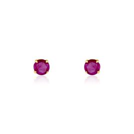 Boucles D'oreilles Puces Elea Serti Griffe Or Jaune Rubis - Clous d'oreilles Femme | Histoire d’Or