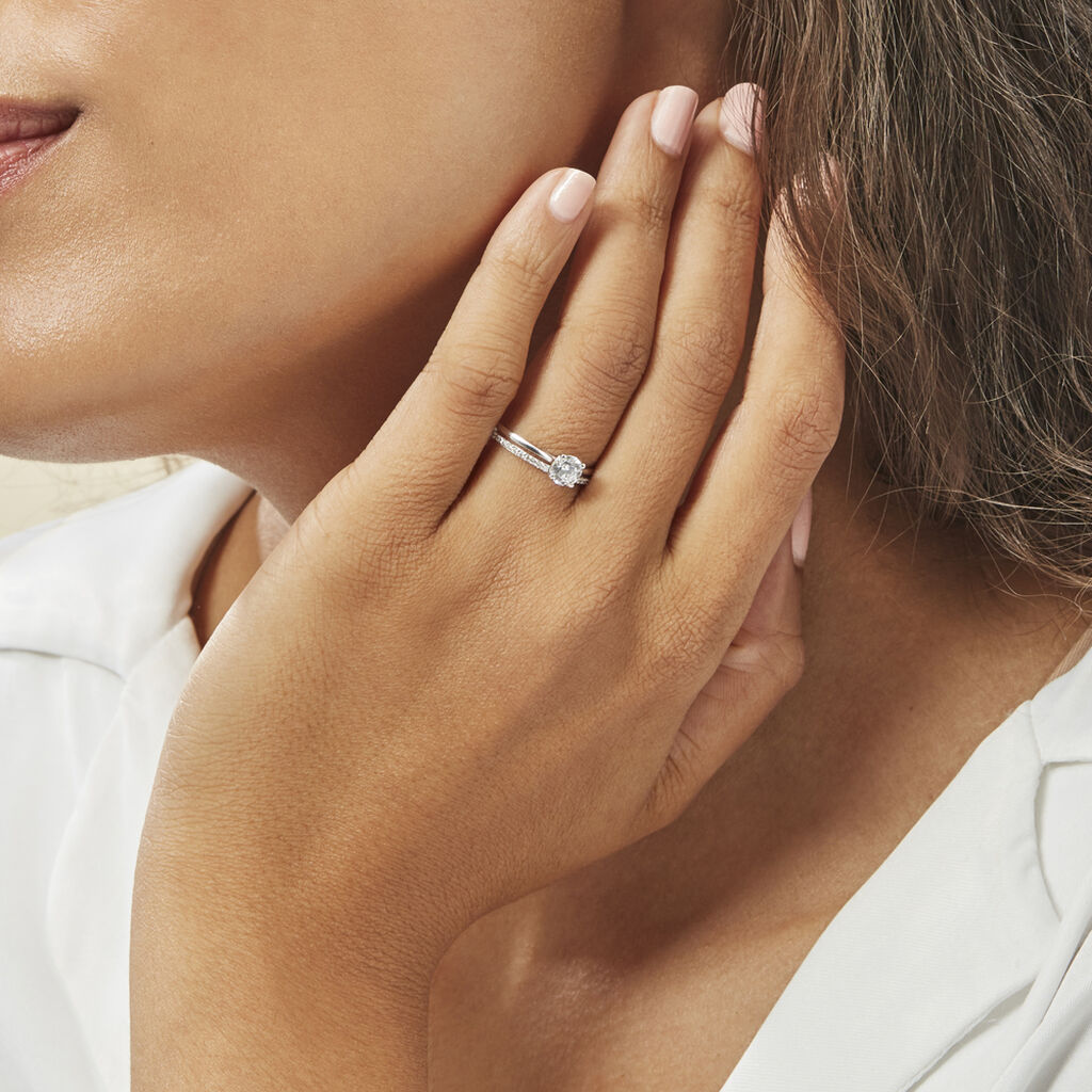 Bague Solitaire Anatoline Or Blanc Oxyde De Zirconium -  Femme | Histoire d’Or